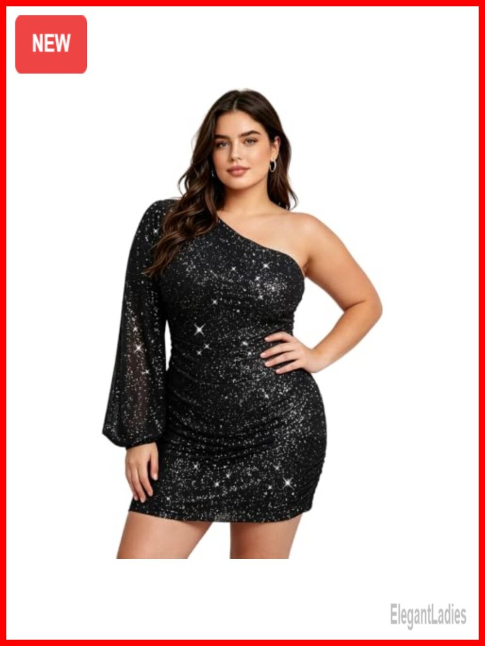 One Shoulder Sequin Bodycon Mini Dress Ruched Party Club Formal